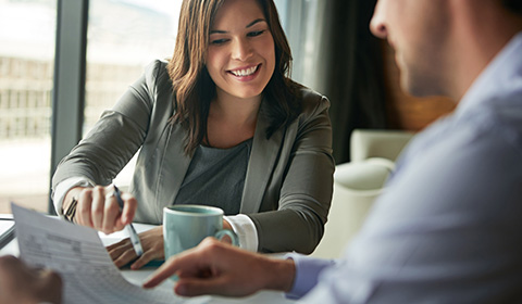 Financial expert giving business advice