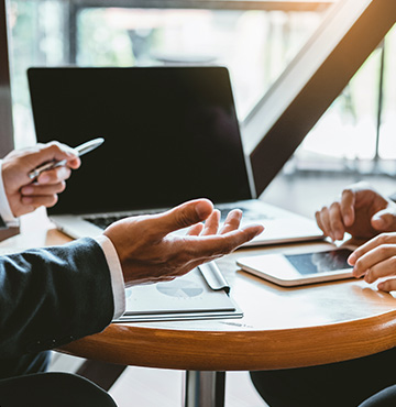 people discussing financial solutions